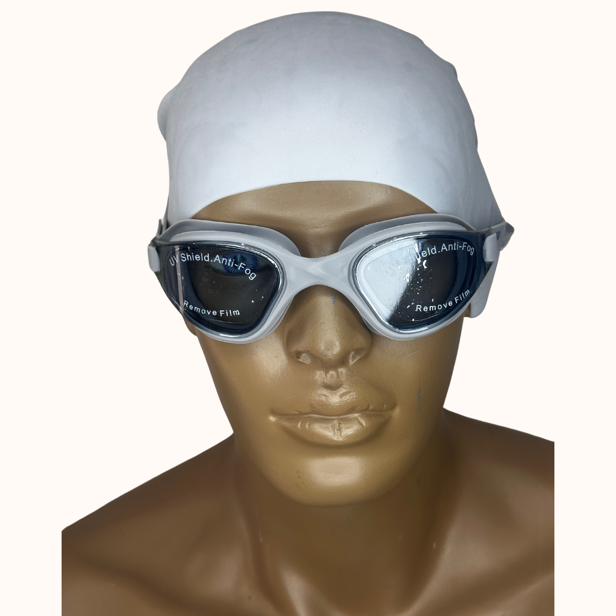 Lentes de Natación Gris y Gorro de Silicona Gris