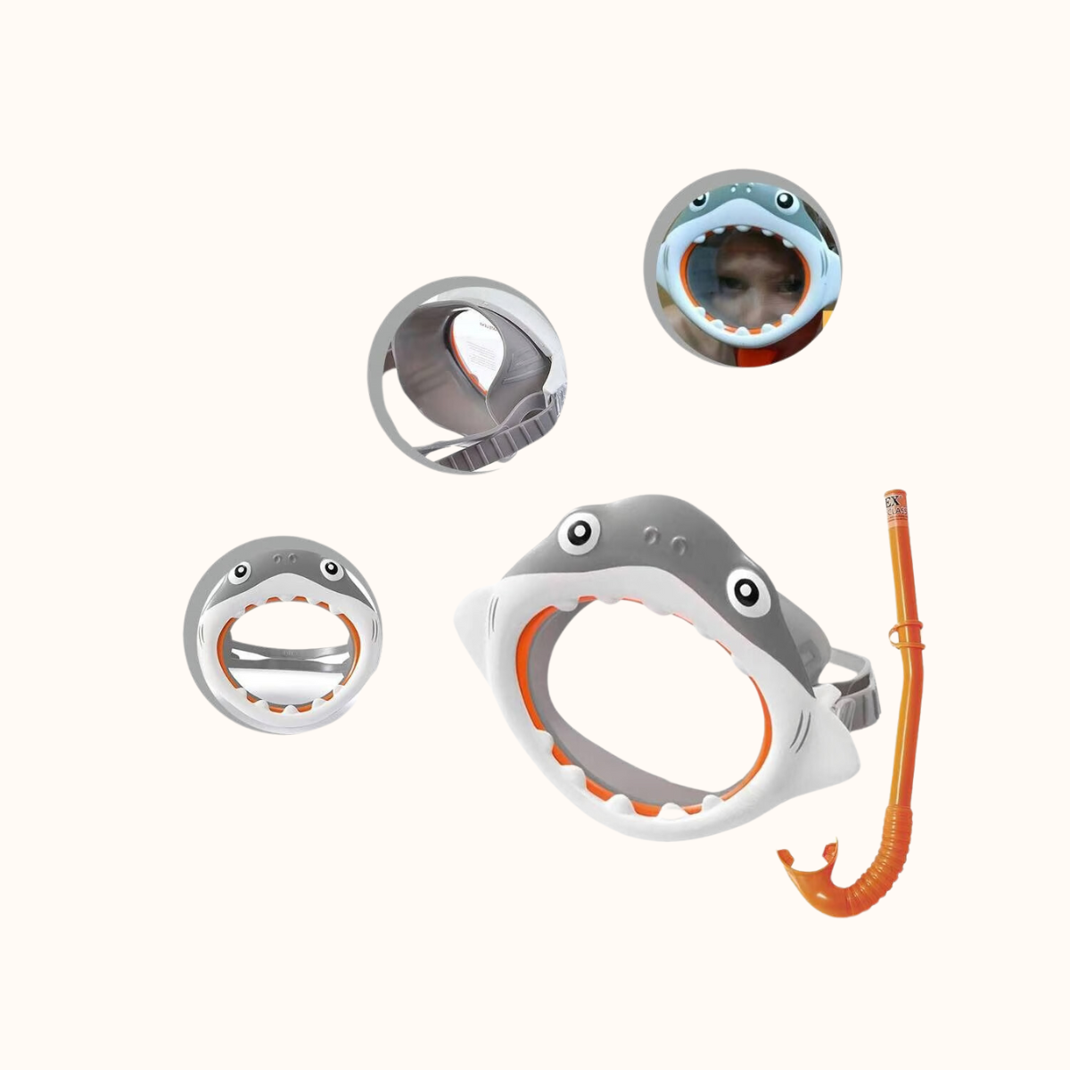 Snorkel y Gafas de Vision de Buceo de Tipo Tiburon