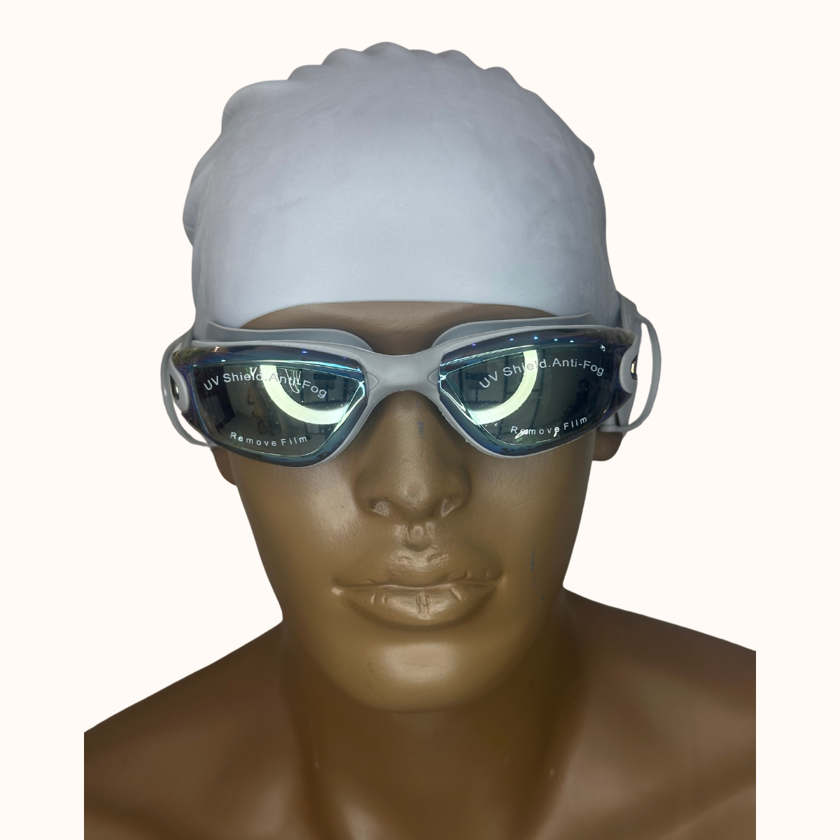 Lentes de Natación HD Gris con Protección UV y Gorro de Silicona Gris