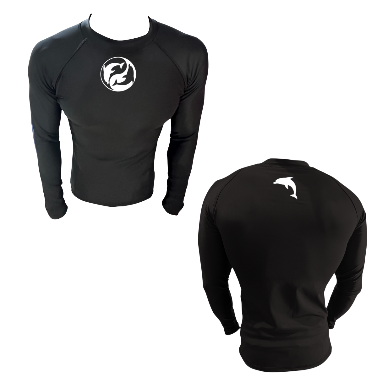 LICRA CON PROTECCIÓN UV AQUAMODA LAMDENH DELIFÍN NEGRO HOMBRE LOGO BLANCO REFLECTIVO