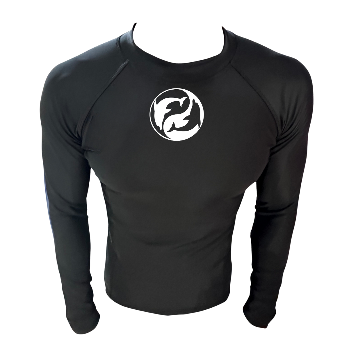 LICRA CON PROTECCIÓN UV AQUAMODA LAMDEPLNH DELFÍN PLUS NEGRA HOMBRE LOGO BLANCO REFLECTIVO