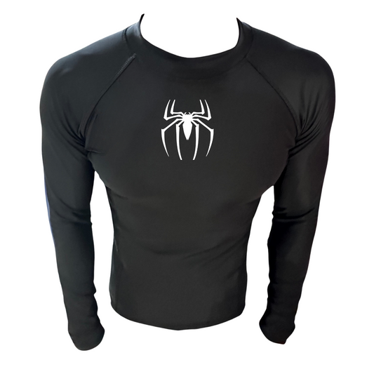 LICRA CON PROTECCION UV AQUAMODA LAMLARBRNN  NIÑO ARAÑA NEGRO LOGO BLANCO REFLECTIVO